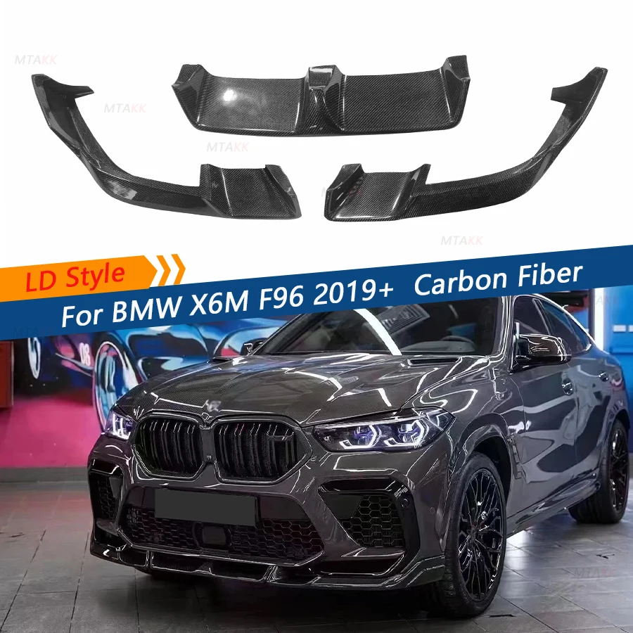 Carbon Fiber LD Style Front Bumper Lip Splitter Spolier For BMW X6M F96 2019+ Car Front Bumper Lip Spoiler Splitter  Car Bodykit