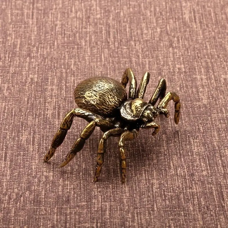 Kreative Messing-Spinnenfigur Miniatur-Kupfer-Insekten-Desktop-Dekoration Vintage Teetier Handwerkskollektion – Detail 4