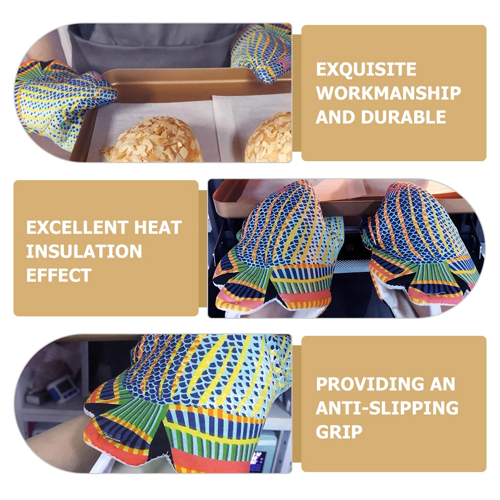 

2pcs Heat For Mitts Heat Resistant Oven Mitt Anti-Slip Oven Mitt Gloves Grip Mini Size Easy Storage