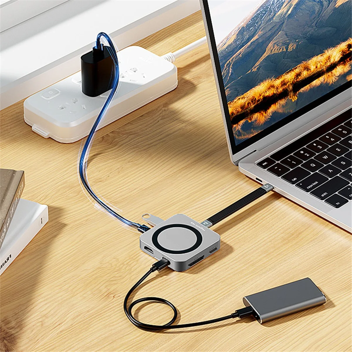 حار بيع 8 في واحد USB C Hub مع M.2 NVMe/SATA SSD الضميمة USB C مهايئ توزيع 10Gbps PD100W USB-C 3.2 ل M.2 NVMe وSATA SSD