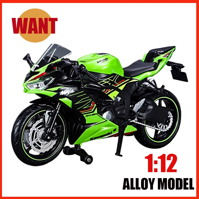 1:12 كاواساكي نينجا ZX-6R سبيكة دراجة نارية دييكاست نموذج سوبر سبورت عالية محاكاة لعب سيارة التراجع هدايا الأطفال جمع