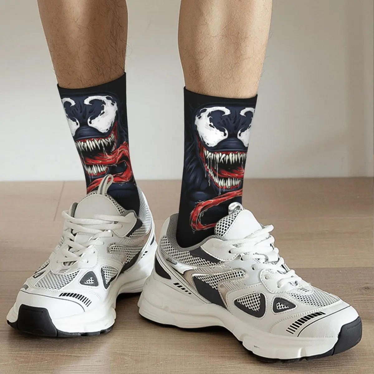 Divertenti calzini a compressione da uomo felici Happy Retro Harajuku Marvel Venom Hip Hop novità Seamless Crew Crazy Sock Gift stampato