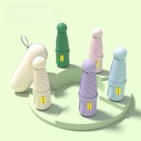 Vinyl with Box Sun Rain Umbrella Mini Capsule Folding Umbrella UV Sunshade Dual Use Protection Travel Accessoreis for Outdoor