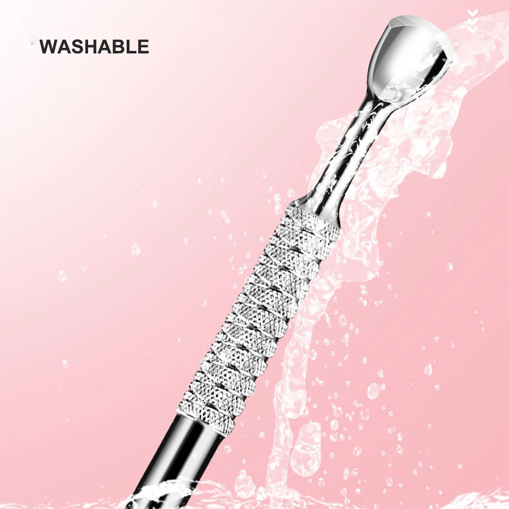 Bâtonnets à cuticules en acier inoxydable, dissolvant de poussoir à cuticules, éplucheur de vernis à peau morte, outils professionnels de pédicure