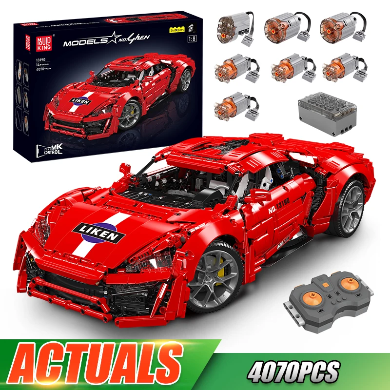 Mould King 13190 Technical Car Toys The APP& RC Red Lyken Sport Racing Car Building Block Assembly Brick Set Kids Christmas Gift