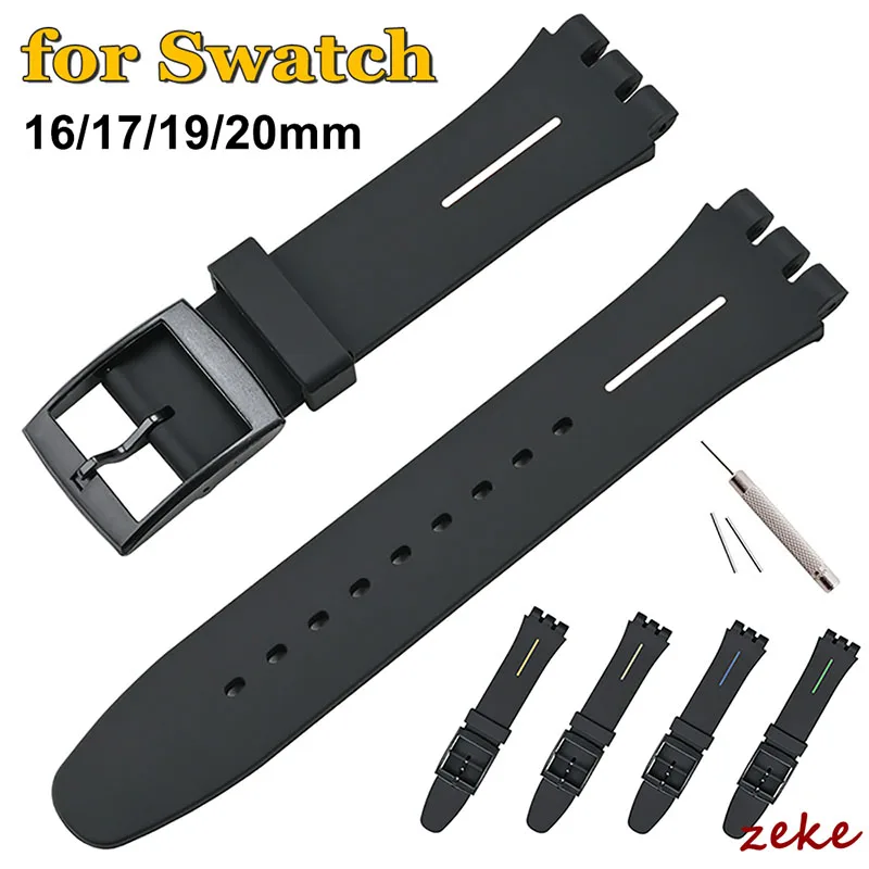 Weiches Silikonarmband für Swatch 16 mm, 17 mm, 19 mm, 20 mm, Gummi-Uhrenarmbänder, wasserdichtes Sportarmband für Herren und Damen
