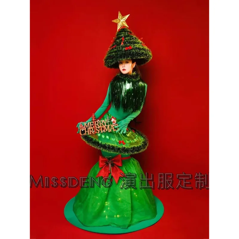 

Bar DS New Nightclub Dress Mid-Autumn Festival Green Atmosphere Christmas Tree Paradise Parade Costume Gogo Performance Costume