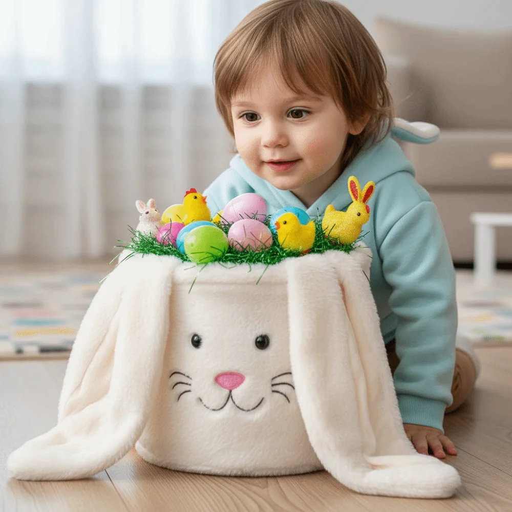 

Большая корзина для хранения в форме кролика, портативная, в виде зайца, сумка-корзина, корзина для конфет, для домашней организации