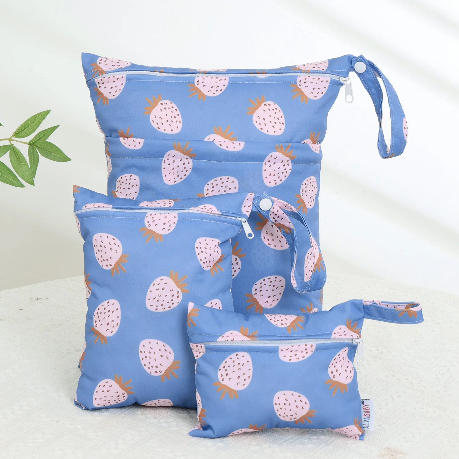 

ALVABABY 3PCS Portable Diaper Wet Dry Bag Waterproof Reusable with Zippered Pocket for Cloth Diapers, Swimsuits, Travel, and Gym