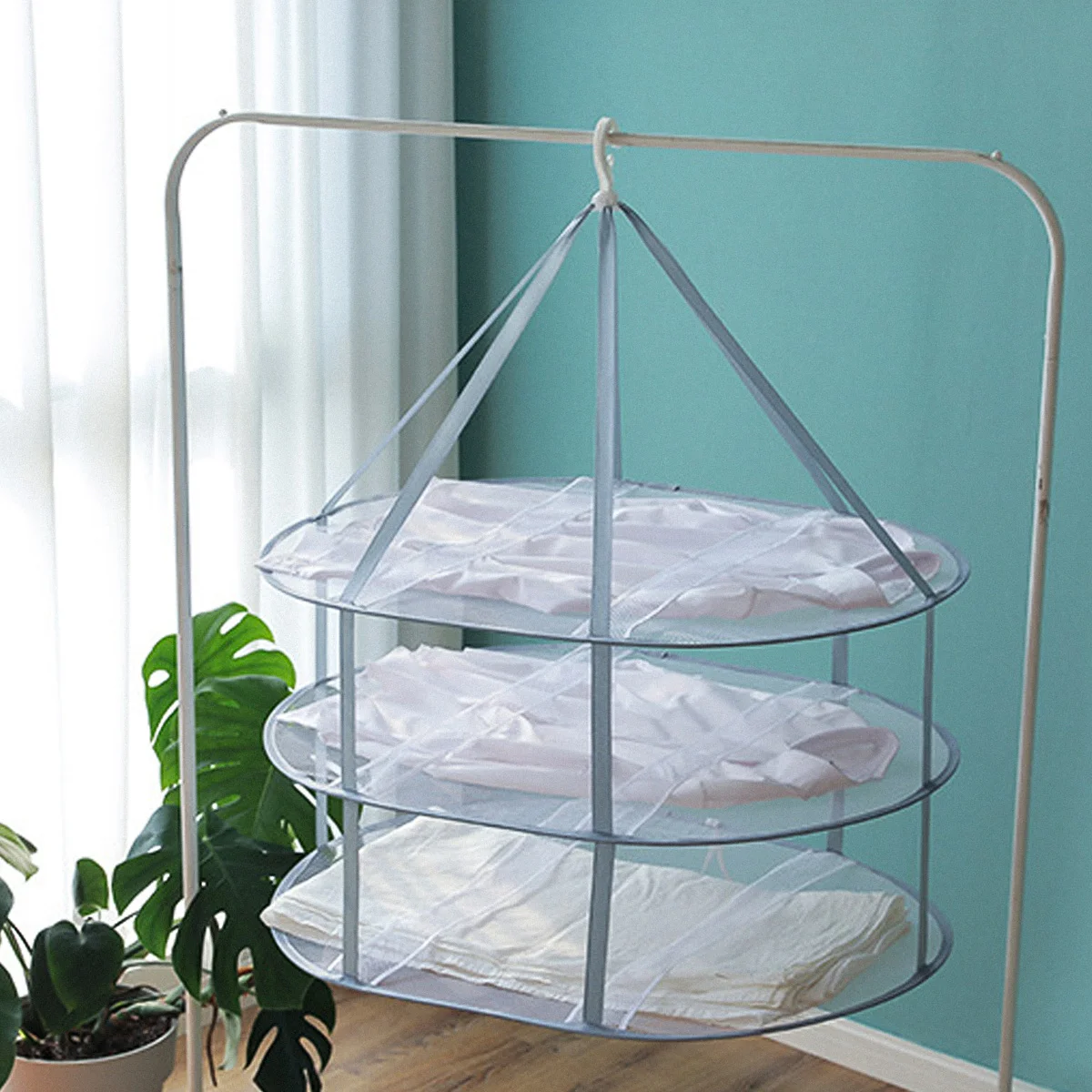

3pcs Drying Clothes Basket For Sweater Hangers Storage Hanging Tool Sock Organizer Home Dorm Wardrobe Space Saving Laundry Rack