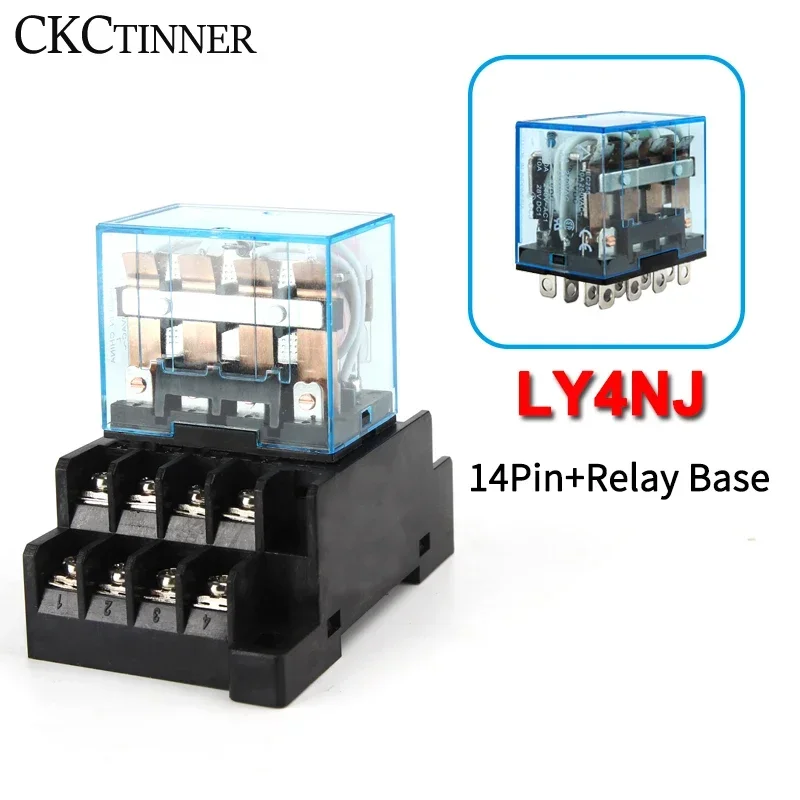 Intermediate Relay HH64P LY4NJ 10A Micro Small Electromagnetic Relay ACDC12V24V AC110V 220V 380V With 14 pins Socket base PTF14A