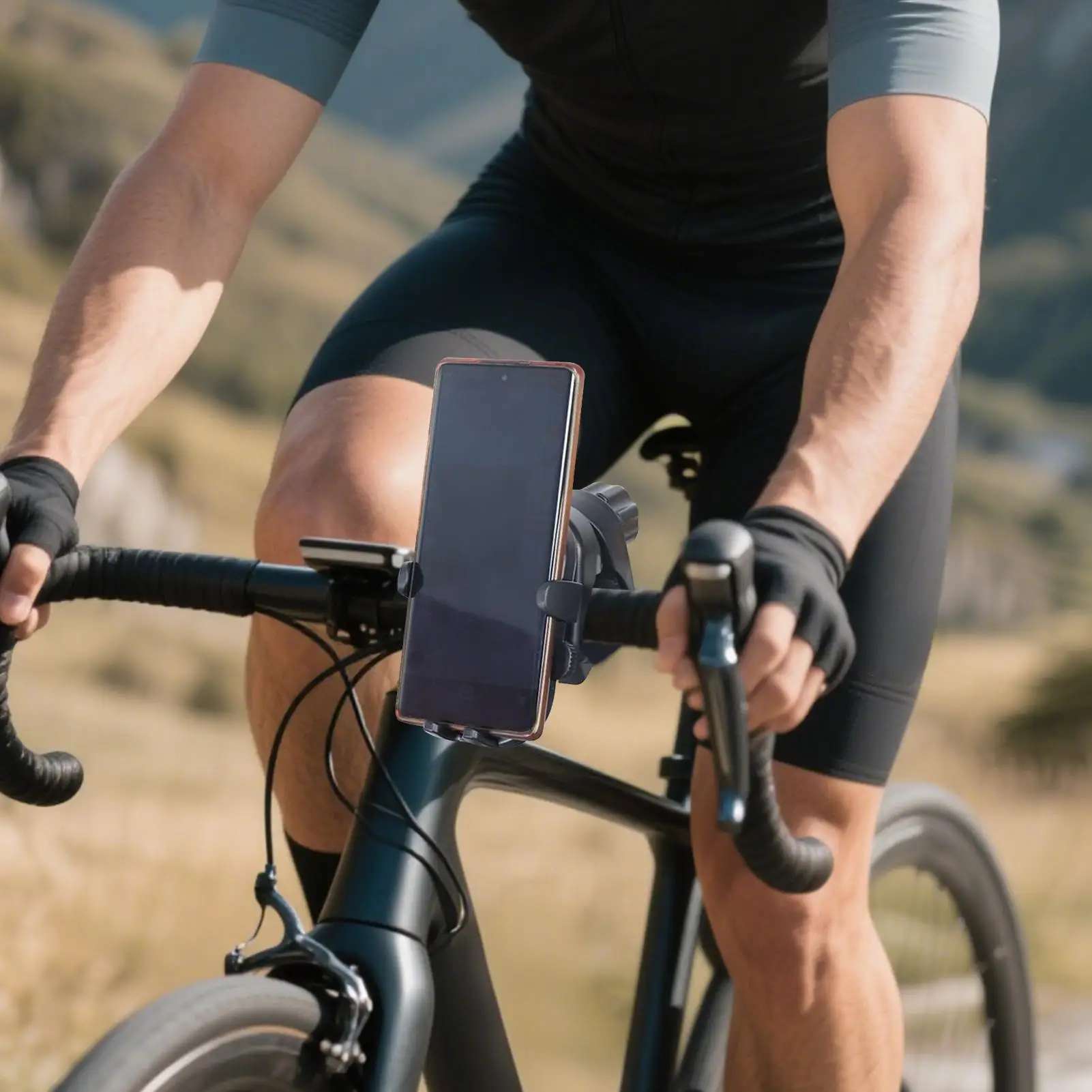 ベビーカー電話ホルダーベビーカーハンドルバー電話マウントスマートフォンプッシュカートハンドルバーラック仕事用エアロバイクジム