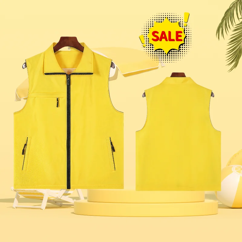 Three-pocket Vest Seven Solid-color Composite Mesh Outdoor Training Institution Team Workwear Clothes Custom Logo Printing