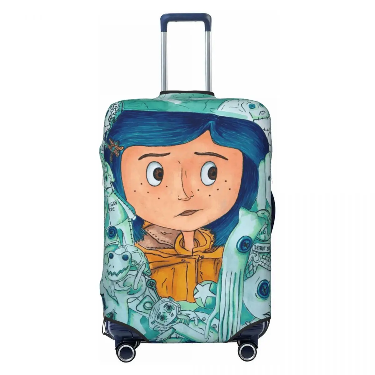 

Halloween Horror Film Coraline Suitcase Cover Dust Proof Travel Luggage Covers for 18-32 inch