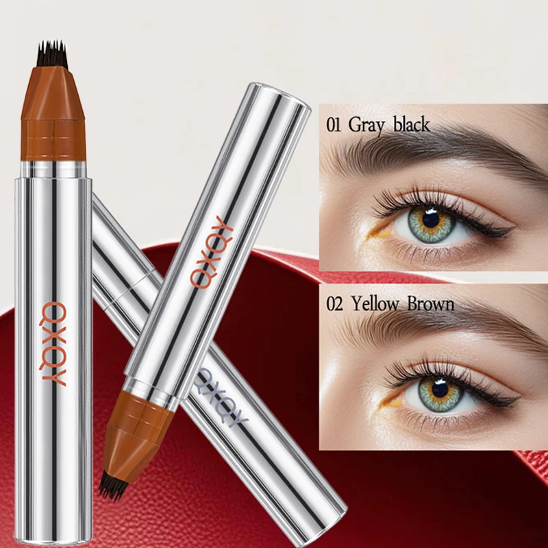 QXQY 멀티 포크 플러시 워터 아이브로우 펜 부드러운 흐름, 빠른 건조, 쉽게 뭉치지 않는 메이크업 아이브로우 펜