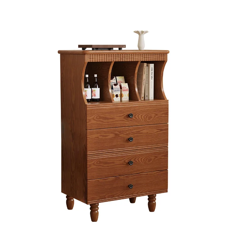 LH antique solid wood four-bucket dining side cabinet bedroom wall storage drawer cabinet