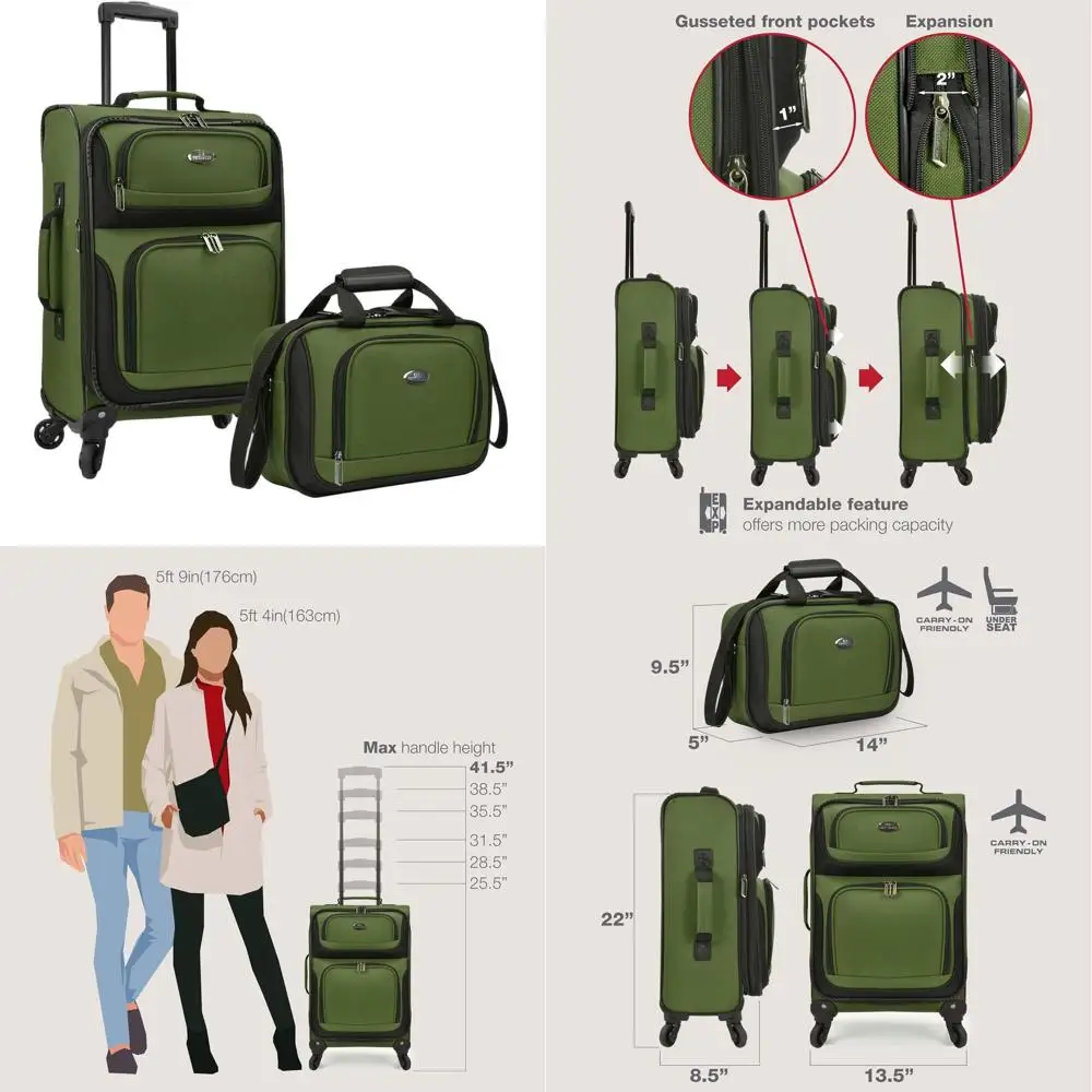 

Легкий четырехколесный чемодан Rio зеленого цвета для путешественников в США