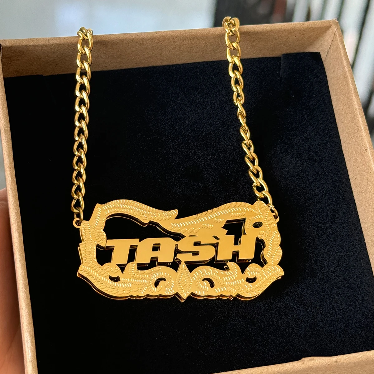 Stainless Steel Custom Name Necklace Double Layer Gold Plated Necklace For Women Men Anniversary Gift For Family Couple Jewelry