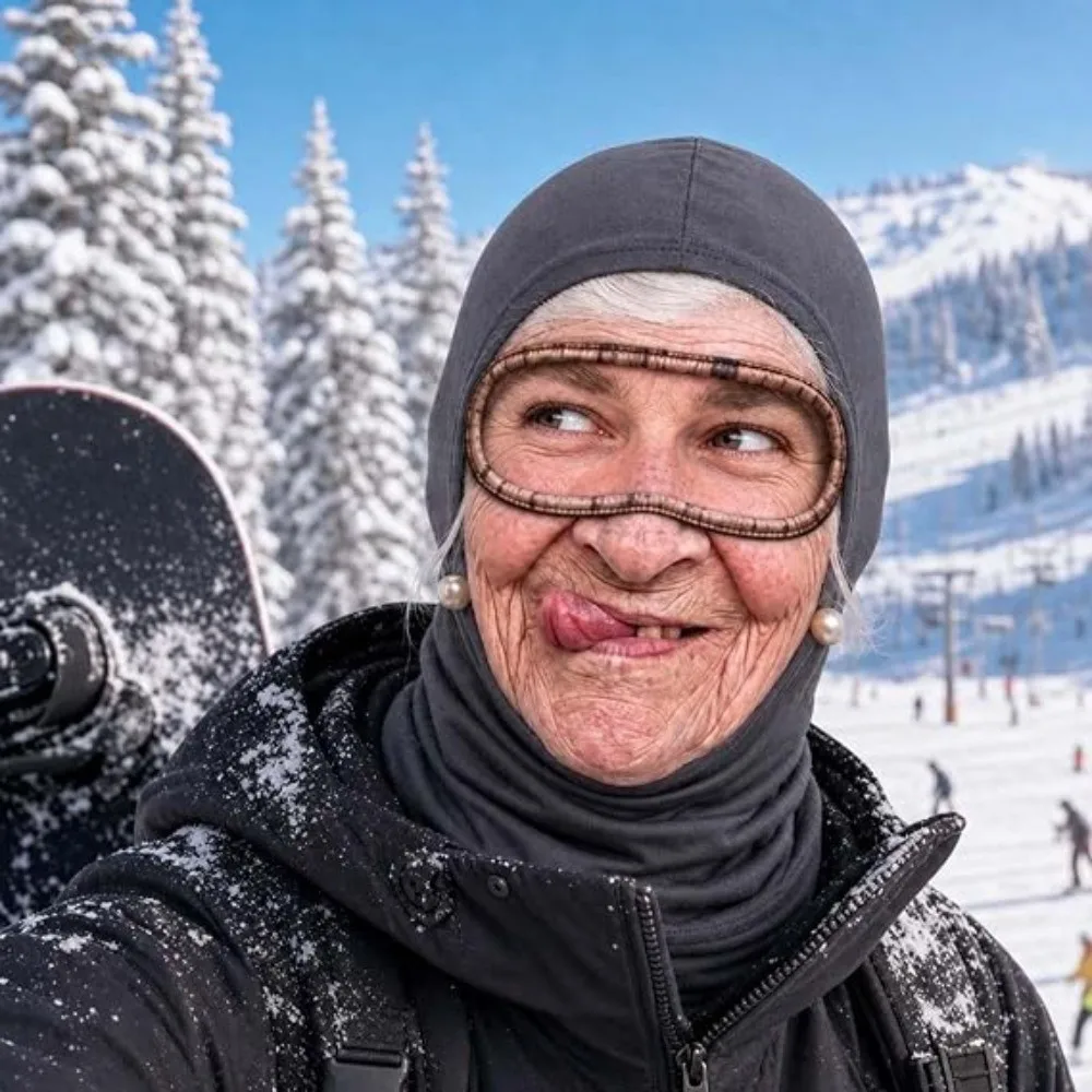 3D Face Printed Old Man Balaclava Face Mask Full Coverage Breathable Eye Hole Funny Ski Mask Stretch Missing Teeth Pattern