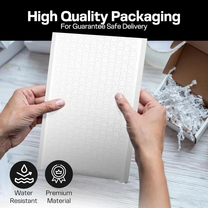 100/10Pcs Bubble Mailers White Poly Bubble Mailer Self Seal Padded Gift Bag Packaging Envelope Bags Book Shipping Package Bag