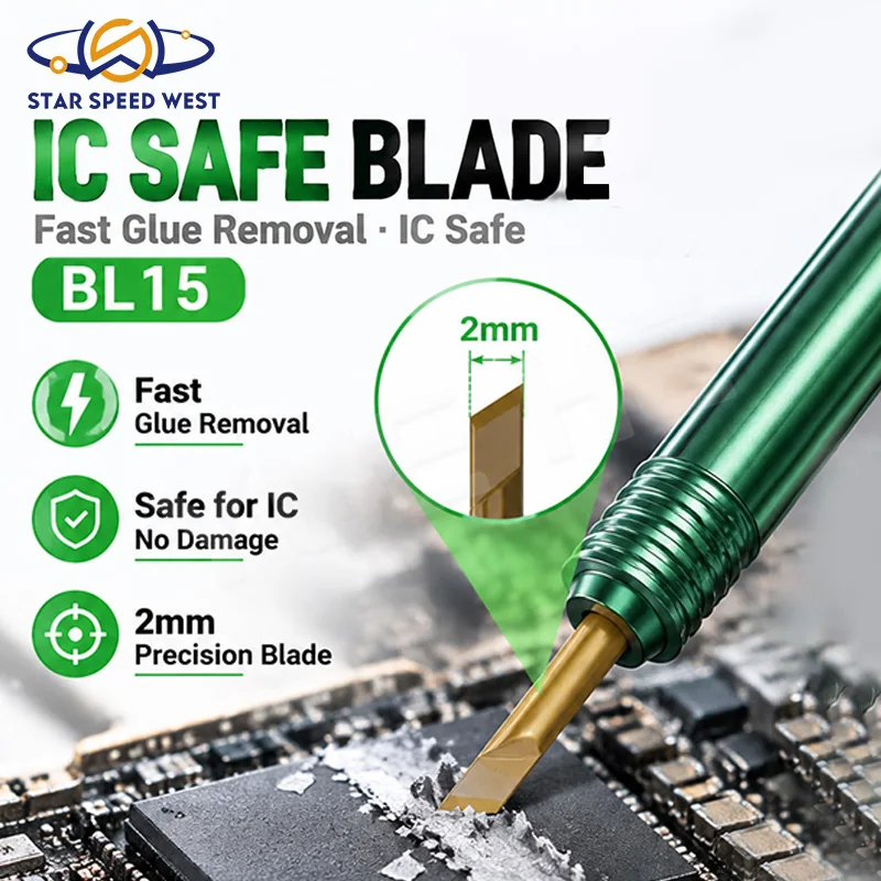 2UUL BL15 IC Safe Blade Fast Glue Removal Tool 2.0mm Tip For Phone Electronics Chip Repair Prevent Scratches Precision Hand Tool