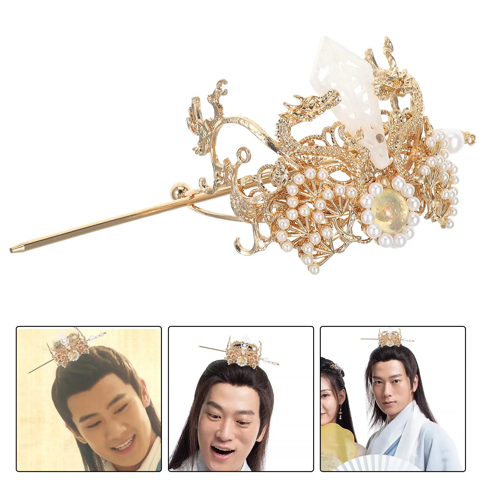 

Hanfu Hair Crown Alloy Traditional Chinese Headpiece for Women Ancient Style Chignon Pin Vintage Crane Design Cultural Hair