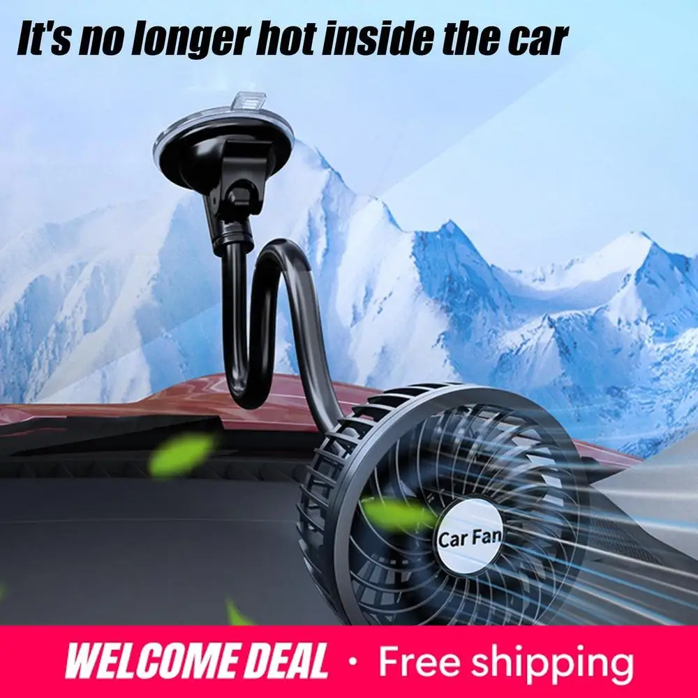 Ventilador de Coche con Ventosa Ajustable NUOYING, Potente Circulación de Aire Refrigerante, Accesorios para Auto Recargables y Portátiles