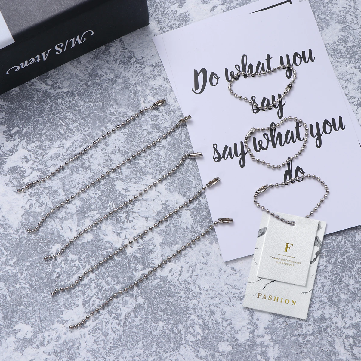 

20 Pcs Metal Chain Tag Ball for 2.4mm Silver Tone Connector Clasp Chains