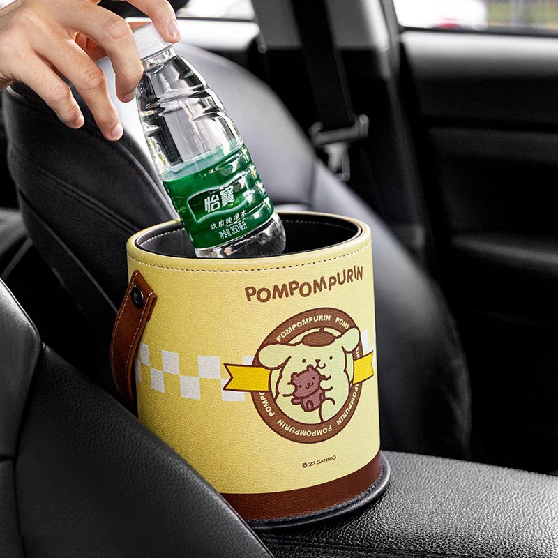 Cubo de basura con pompón de dibujos animados de Anime para coche, Cubo de almacenamiento con paraguas, bonito, ideal para decoración Interior de vehículo