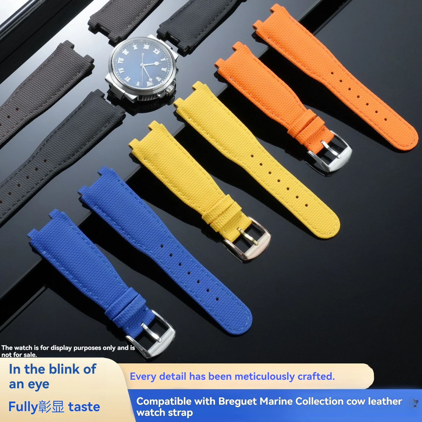 

Woven Pattern Design FMK Premium Fluorocarbon Rubber Strap – Perfect Replacement for Breguet Marine 5517 and 5527 Men's Watches