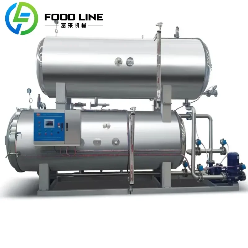 Food Sterilizer Retort Machine High Temperature Autoclave Water Spray for Glass Bottle Beverage Pet Food Canned Custom