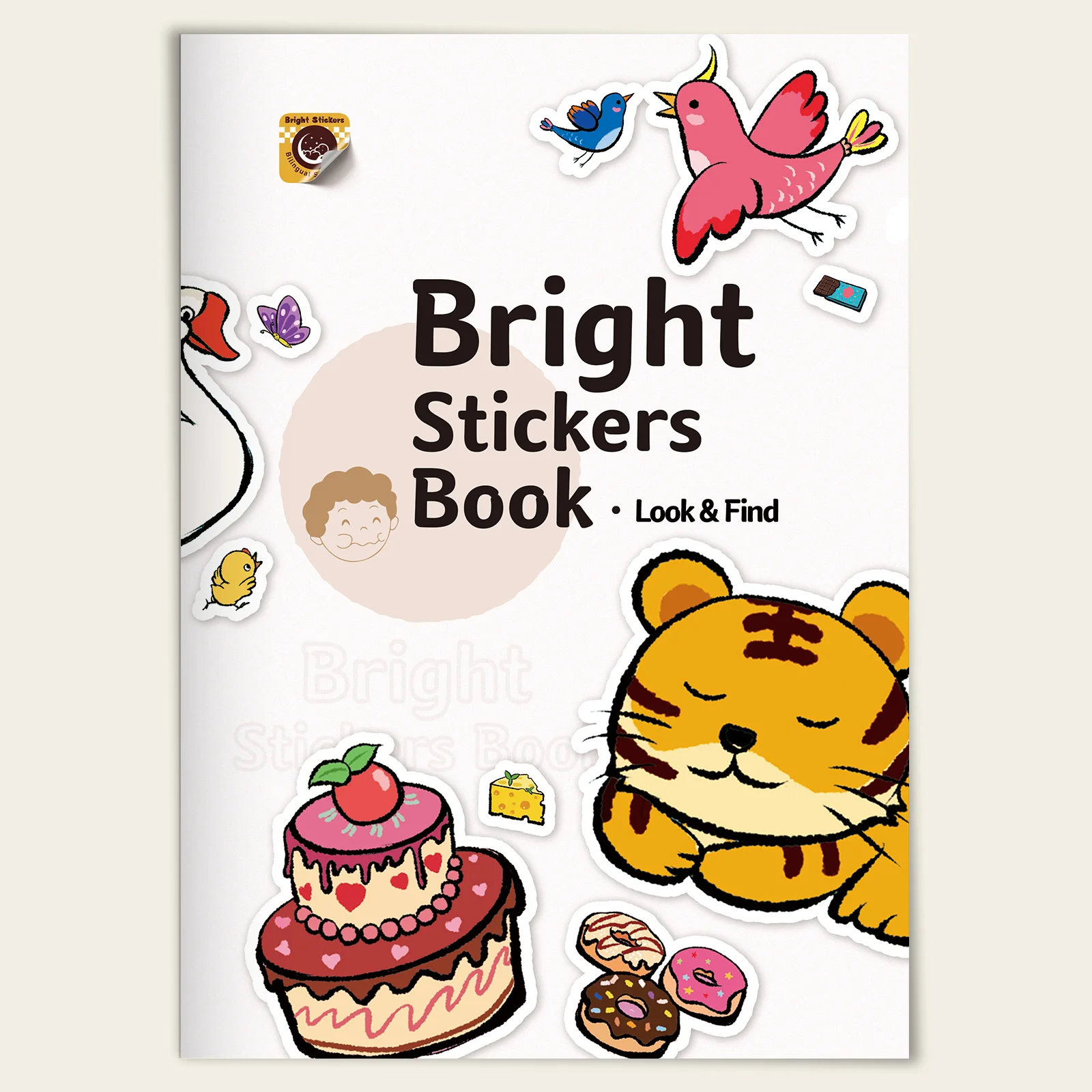 Bright Stickers Book, Look & Find Activity Book for Kids with Fun Removable Stickers, Cute Animals, Sweets