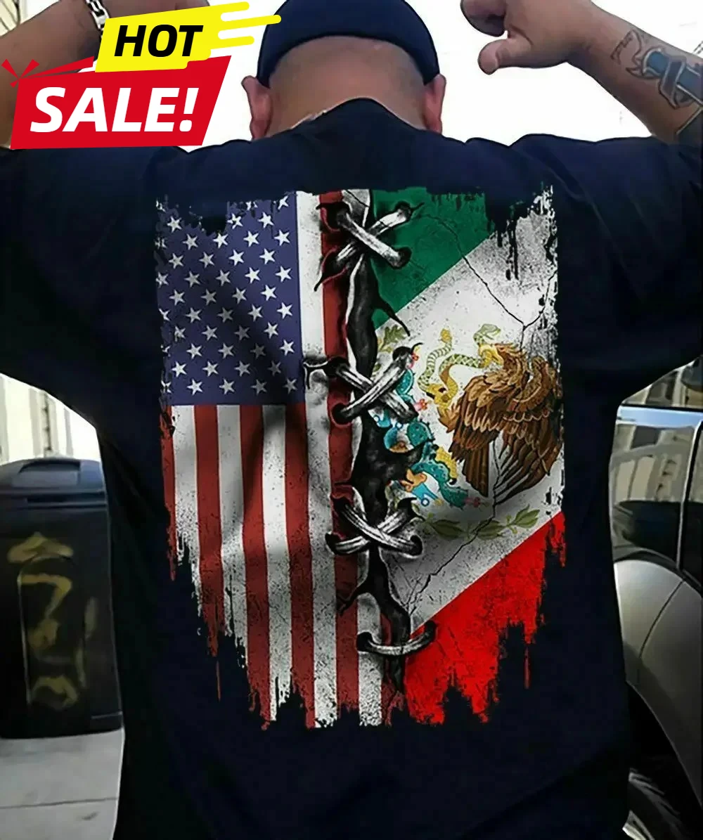 

American Mexican Flag Mexico Patriotic T Shirt. Short Sleeve 100% Cotton Casual T-shirts Loose Top Size S-3XL