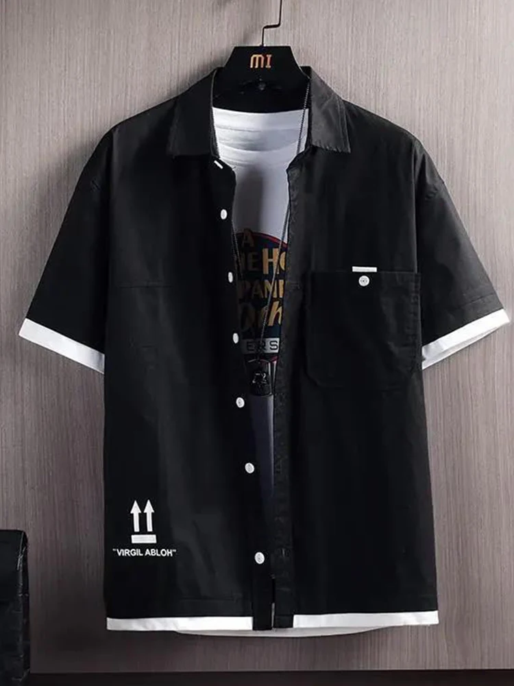 

Summer Men's Ice Silk ort Sve irt Patchwork Multi-ket Workwear Durable Breathable Moisture-ng Japanese Sle