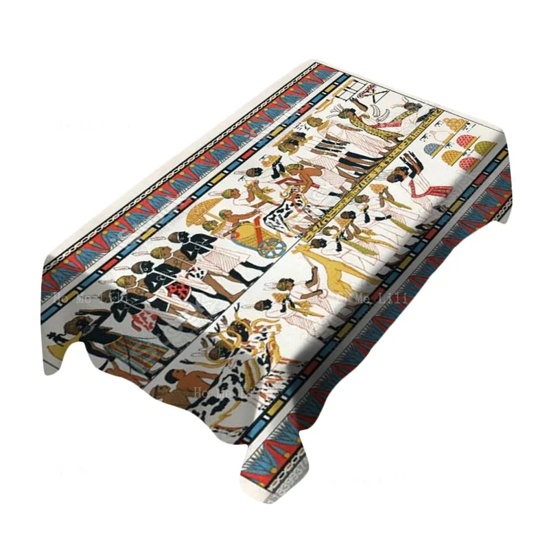 Horizontal Ancient Egyptian Cat Deities Border Pattern Occult Great Platte River Road Archway Monument Tablecloth By Ho Me Lili