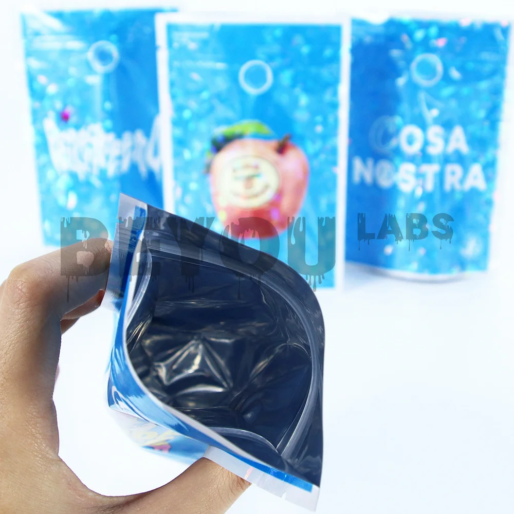 3.5G Zip Lock Bag Waterproof Smellproof Food Storage Bags Reusable Pouch Stand Up Pouches Laser Reflective Package Customize