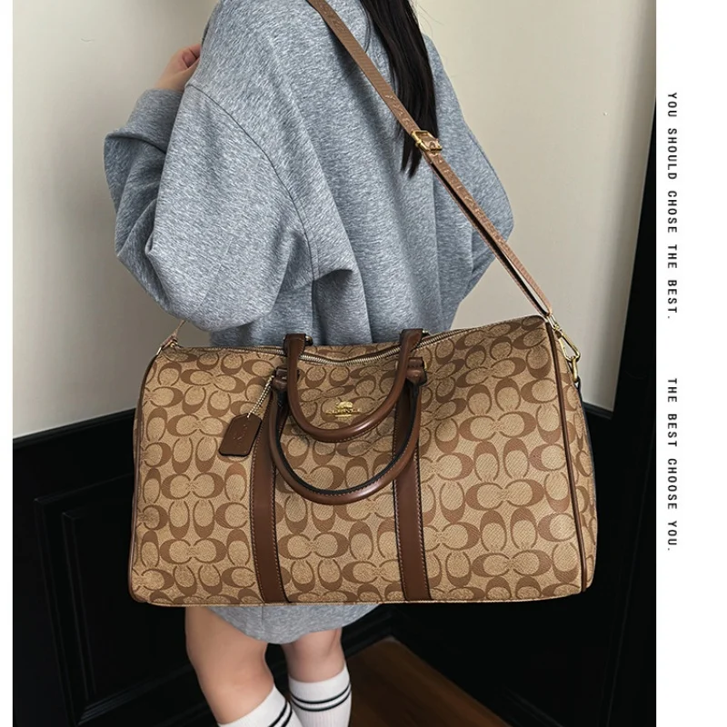 Monogram Canvas Large Duffle Bag Women Men Weekend Getaway Travel Carry On Bag Multifunctional Overnight Handbag For Gym Busines