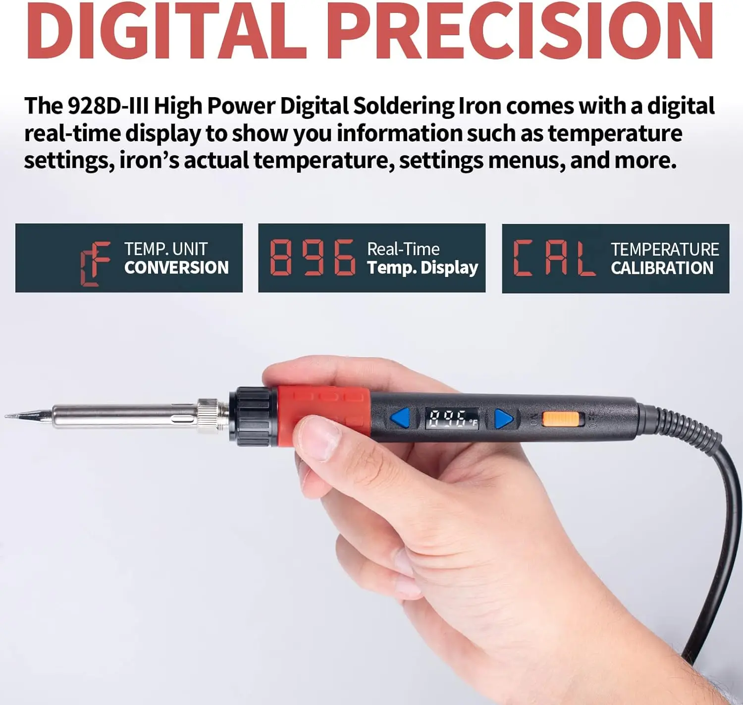 WEP 928D-III Adjustable Temperature Electric Soldering Iron Quick Heat 110W Welding Repair Tool