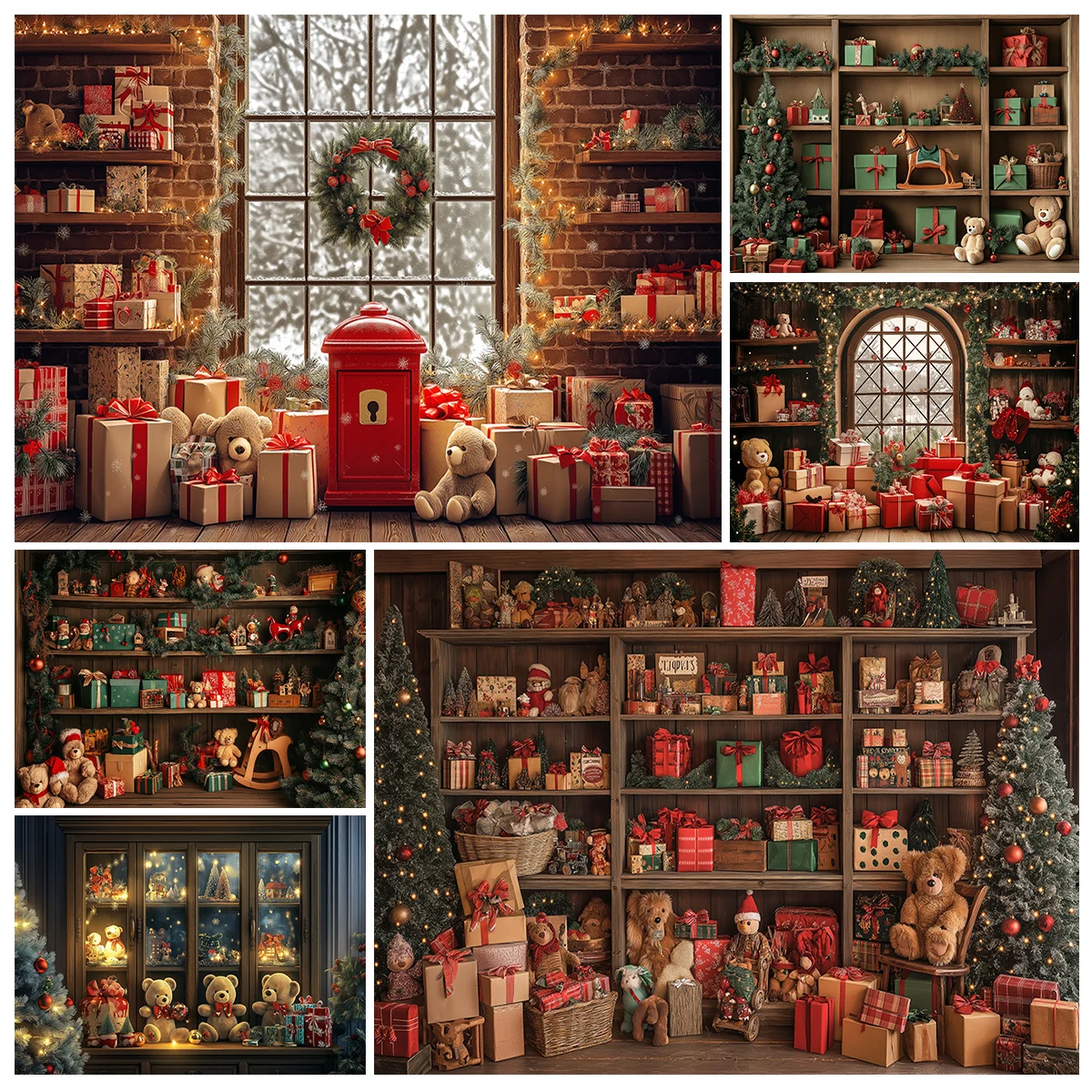 

Beautiful Wall With Shelves Full Of Little Bears Photography Backdrop Kids Baby Adult Birthday Cake Smash Photo Backgrounds