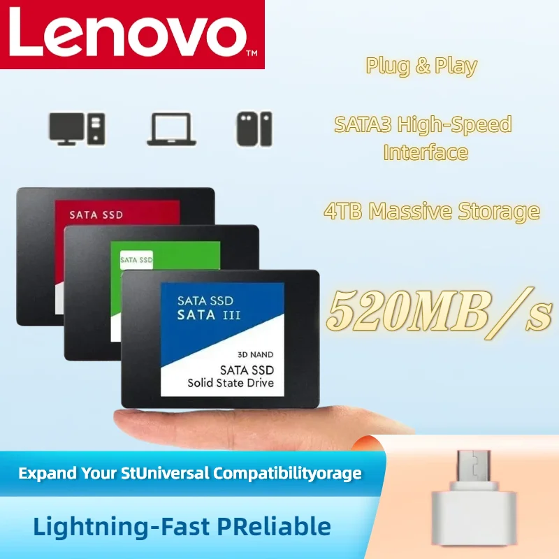 

Lenovo 4TB External SSD USB 3.0 Portable Solid State Drive 540MB/s Shockproof Metal Casing External Hard Drive For PC Laptop