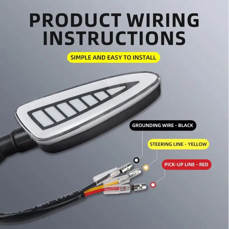 12V Motorcycle LED Turn Signal Light Dual Color Sequential Flowing Indicator Lamp Waterproof Universal Modification Accessory