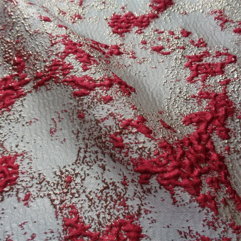 Gold thread embossed jacquard with a hazy effect dreamy fashion fabric sparkling