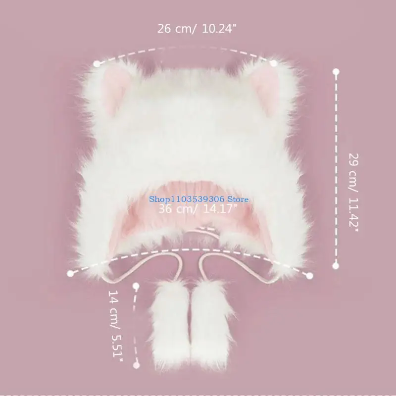 400A إيرفلاب قبعة الدببة الضخمة قبعة صغيرة فو الفراء الدب الأذن قبعة أفخم القط الأذن قبعة