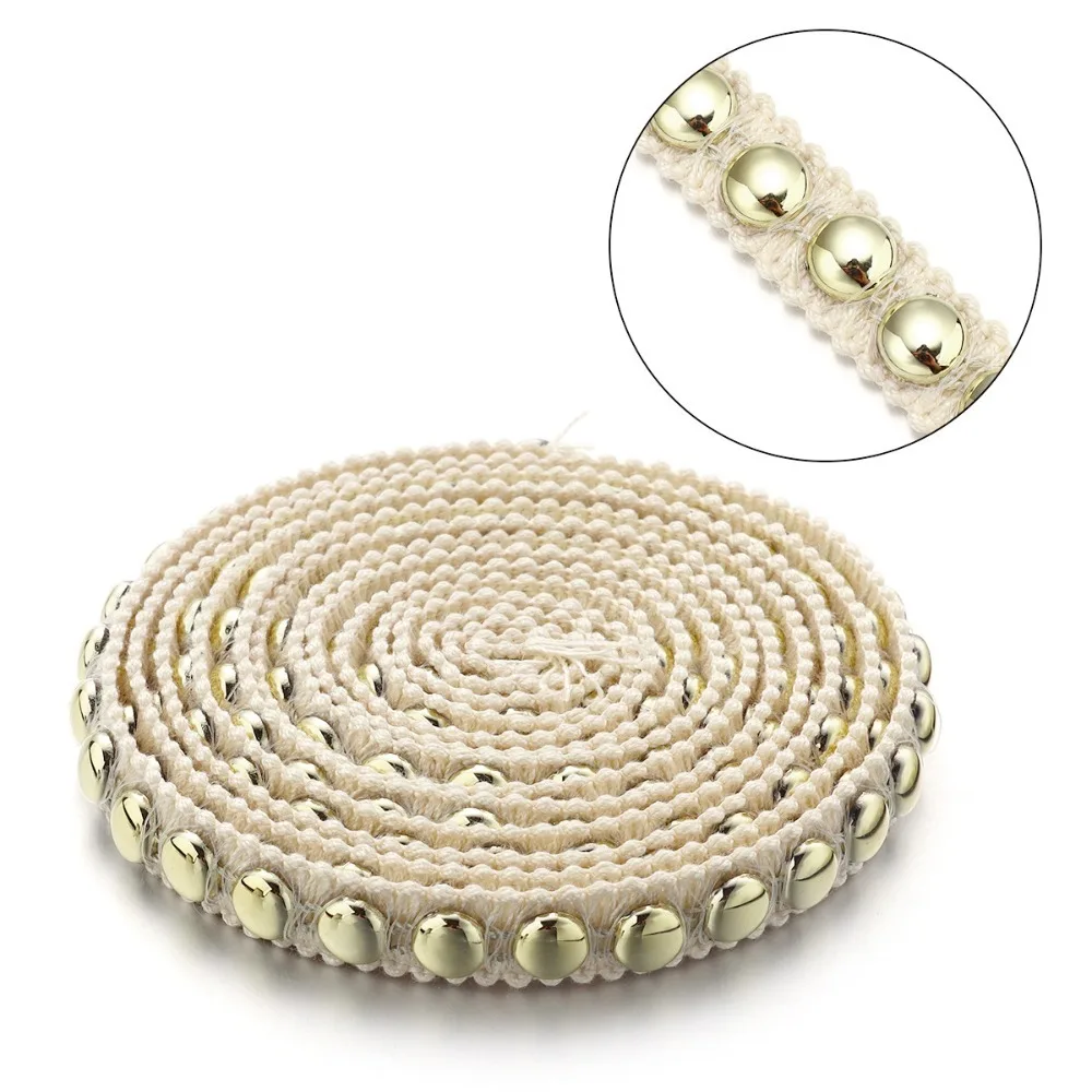 2yard Decorative Lace Polyester Lace Trim Gold Thread Pearl Edge Garment Lace Fabric Ribbon Clothing Accessory