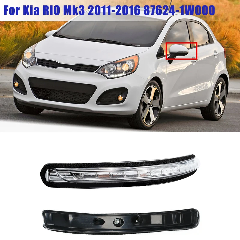 Car Rearview Mirror LED Side Turn Signals Light Side Wing Repeater Indicator Lamp For Kia RIO Mk3 2011-2016 87624-1W000