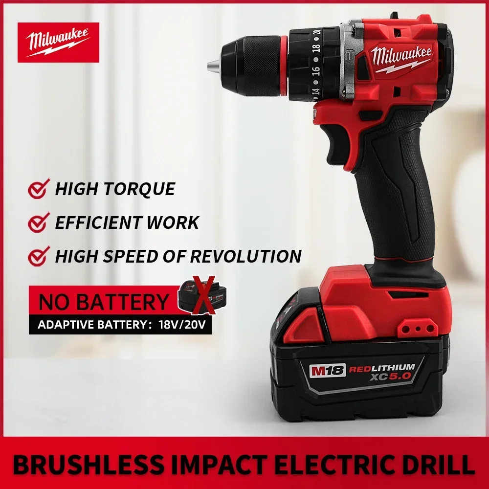 Milwaukee Cordless Electric Impact  Drill 150N.m Rechargeable 18V Lithium Battery LED Lighting Brushless Motor Strong Power Tool