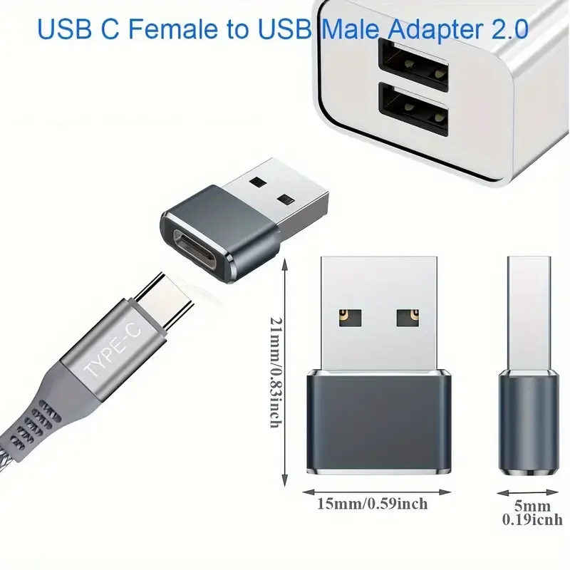 OTG USB-USB C 어댑터, 내구성 금속 빌드 범용 호환성, 아이폰, 아이패드, 삼성 S23, 아이워치, 에어팟 포함, 5 개