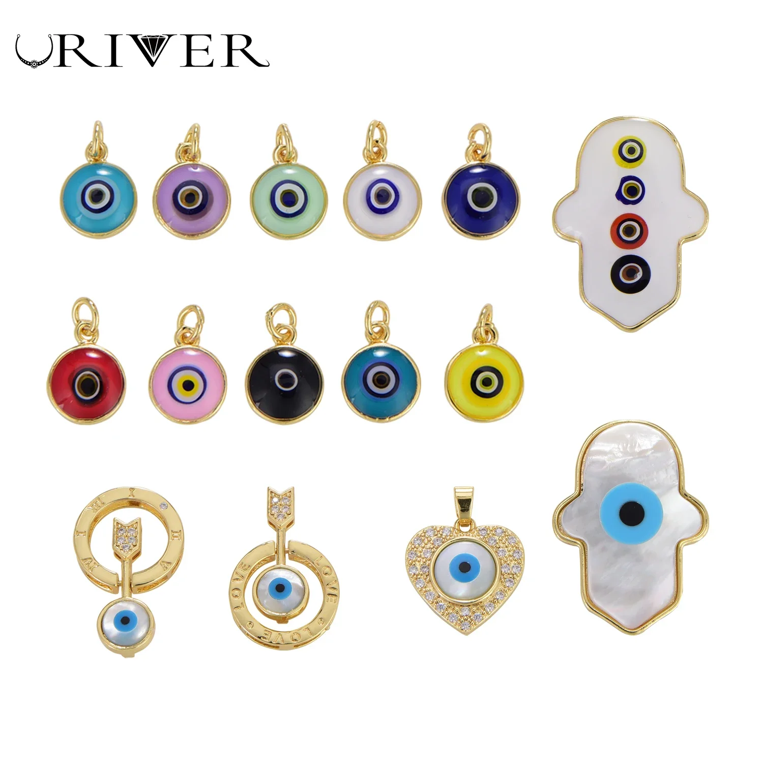 

Resin Evil Eye Charms Lucky Demon Eye Pendants DIY Jewelry for Necklace Bracelet Making Supplies Round Heart Arrow Accessories