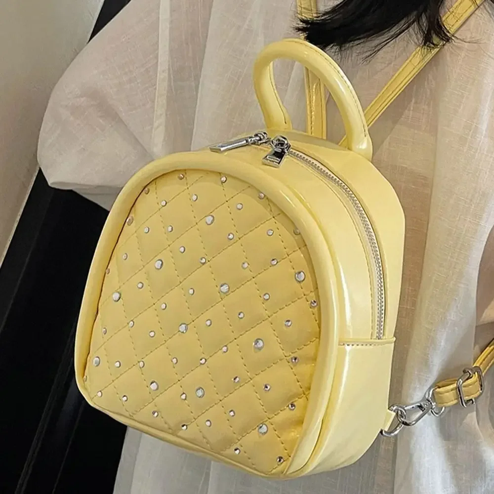 

High-Quality Mini Shoulder Bag Women's Diamond Rivet Embellished Chain Grid Design Casual Commuter Backpack Female Versatile bag