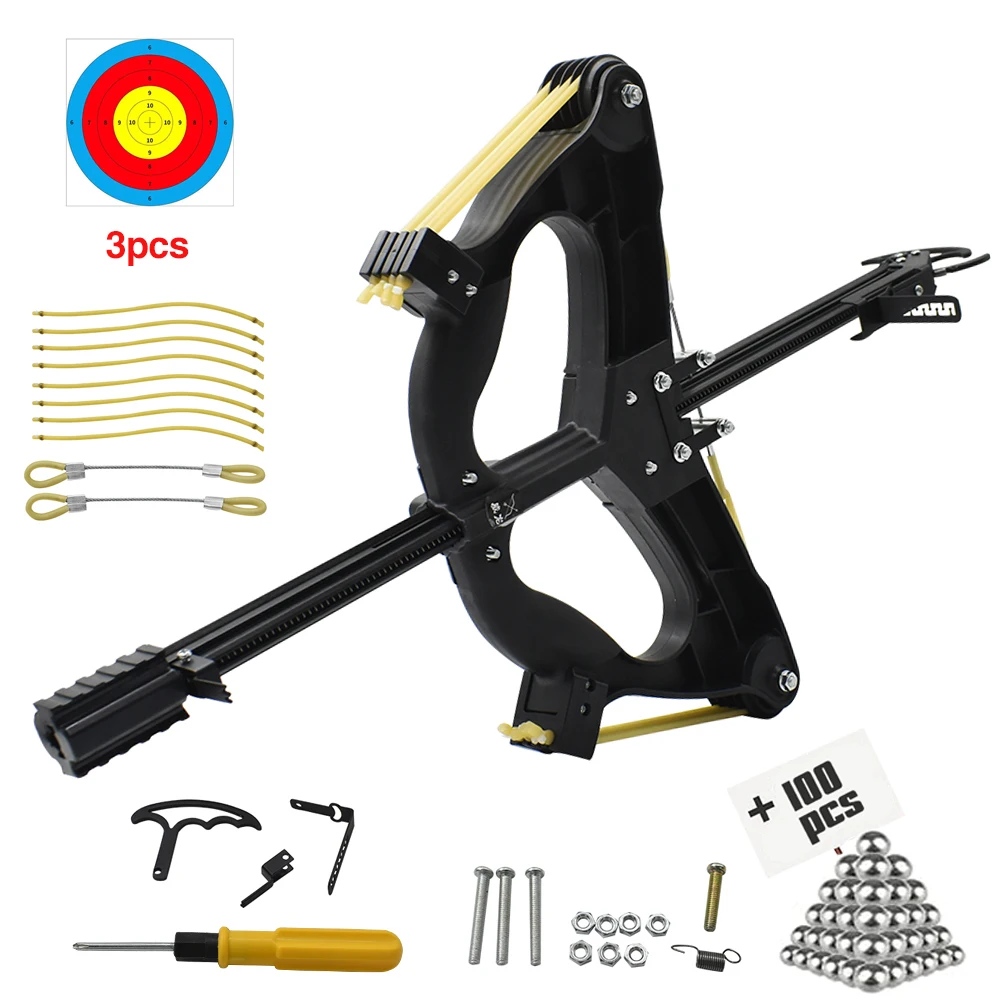 Metal Compound Bow for Continuous Shooting of Steel Balls 60 Pound Slingshot Outdoor Hunting Pulley Bow Powerful Shooting Tool